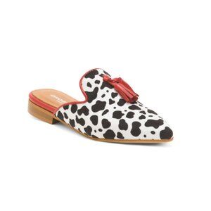 OROSCURO BLACK MULTI Made In Italy Leather Flat Mules With Fringes